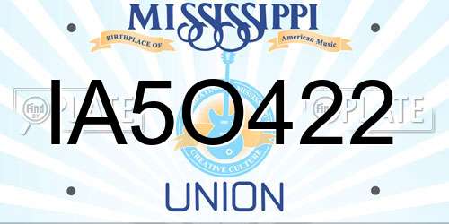 IA5O422 Mississippi License Plate