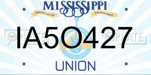 IA5O427 Mississippi License Plate