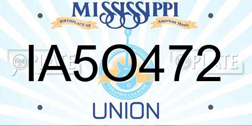 IA5O472 Mississippi License Plate