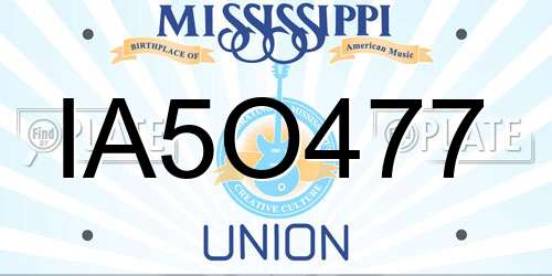 IA5O477 Mississippi License Plate