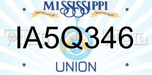 IA5Q346 Mississippi License Plate