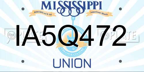 IA5Q472 Mississippi License Plate