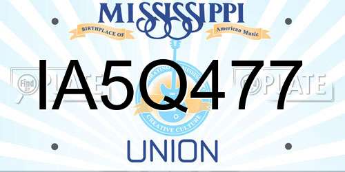 IA5Q477 Mississippi License Plate