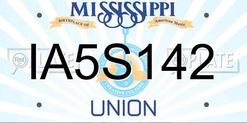 IA5S142 Mississippi License Plate