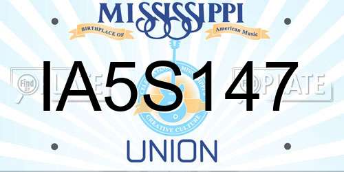 IA5S147 Mississippi License Plate