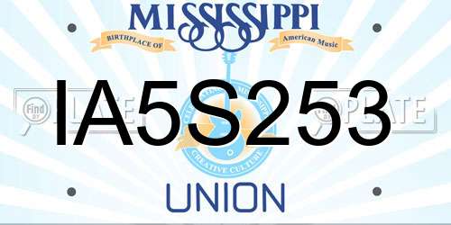 IA5S253 Mississippi License Plate