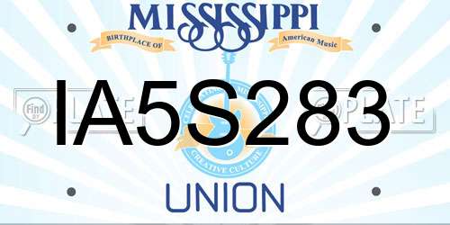 IA5S283 Mississippi License Plate