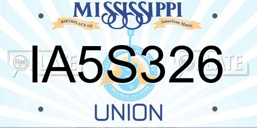 IA5S326 Mississippi License Plate
