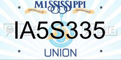 IA5S335 Mississippi License Plate