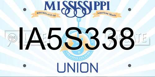 IA5S338 Mississippi License Plate