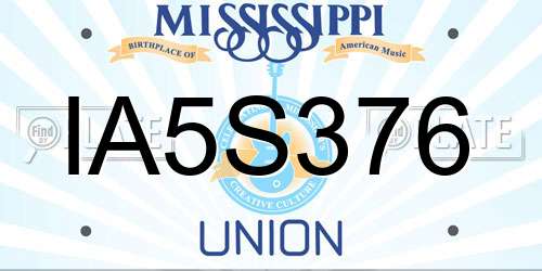 IA5S376 Mississippi License Plate