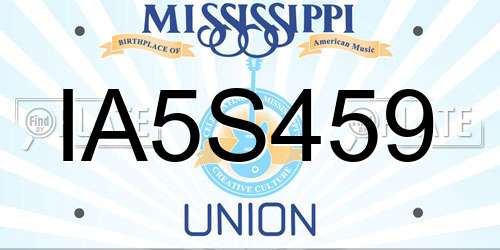 IA5S459 Mississippi License Plate