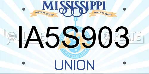 IA5S903 Mississippi License Plate