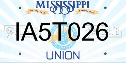 IA5T026 Mississippi License Plate