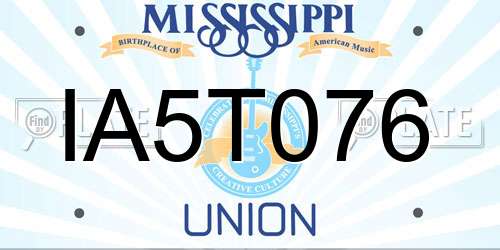 IA5T076 Mississippi License Plate