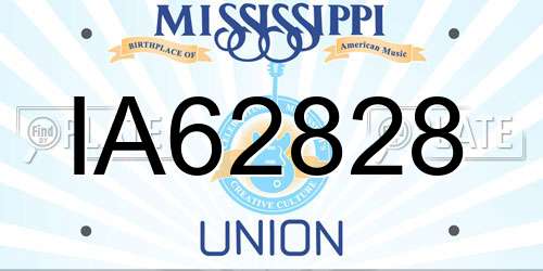 IA62828 Mississippi License Plate