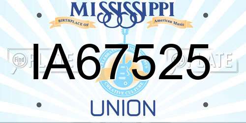 IA67525 Mississippi License Plate