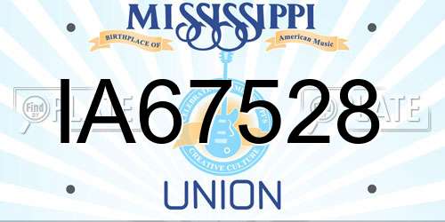 IA67528 Mississippi License Plate