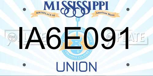 IA6E091 Mississippi License Plate