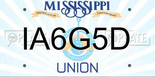 IA6G5D Mississippi License Plate
