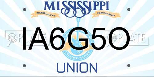 IA6G5O Mississippi License Plate