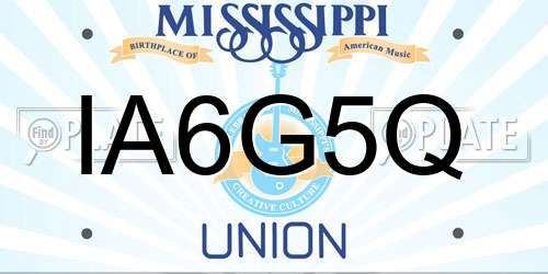 IA6G5Q Mississippi License Plate