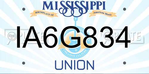 IA6G834 Mississippi License Plate