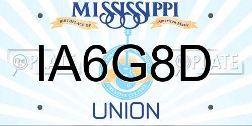 IA6G8D Mississippi License Plate