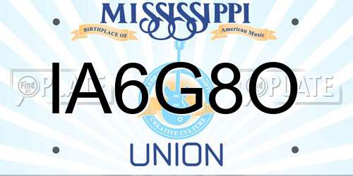 IA6G8O Mississippi License Plate