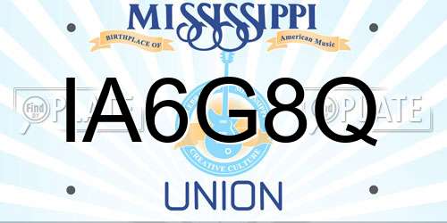 IA6G8Q Mississippi License Plate