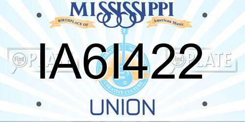 IA6I422 Mississippi License Plate