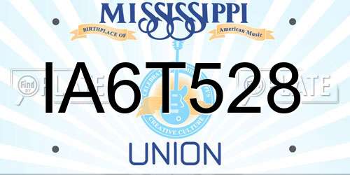 IA6T528 Mississippi License Plate