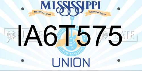 IA6T575 Mississippi License Plate