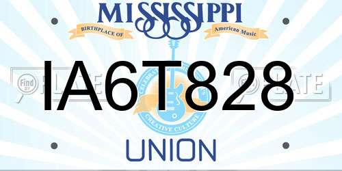 IA6T828 Mississippi License Plate