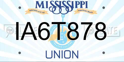 IA6T878 Mississippi License Plate