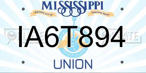 IA6T894 Mississippi License Plate