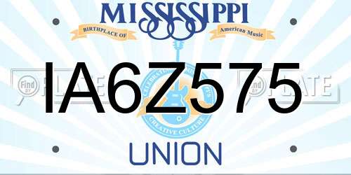 IA6Z575 Mississippi License Plate