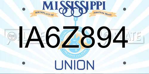 IA6Z894 Mississippi License Plate