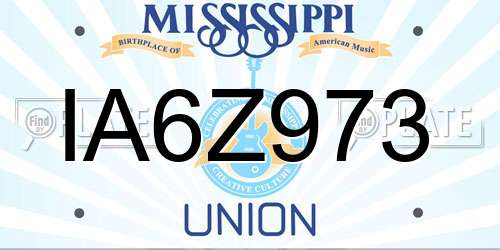 IA6Z973 Mississippi License Plate