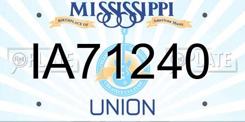 IA71240 Mississippi License Plate