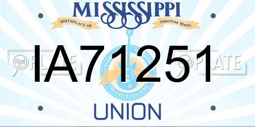 IA71251 Mississippi License Plate