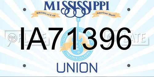 IA71396 Mississippi License Plate