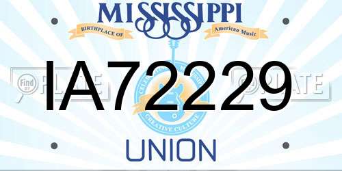 IA72229 Mississippi License Plate