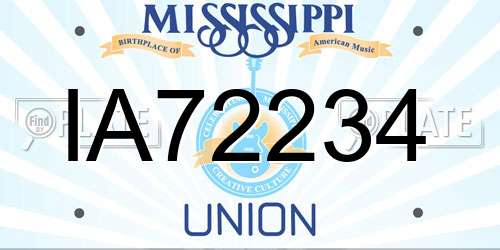 IA72234 Mississippi License Plate
