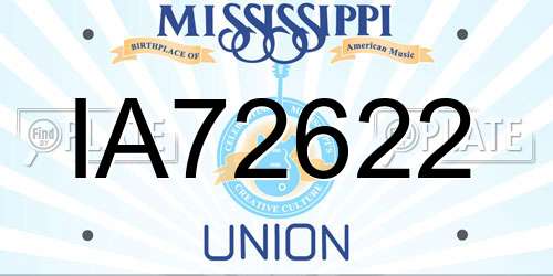 IA72622 Mississippi License Plate