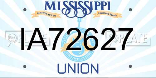 IA72627 Mississippi License Plate