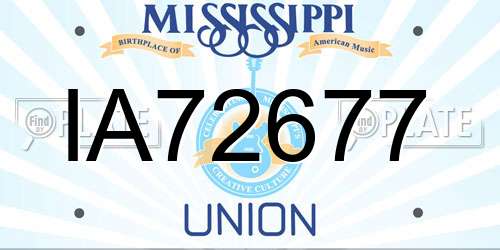 IA72677 Mississippi License Plate