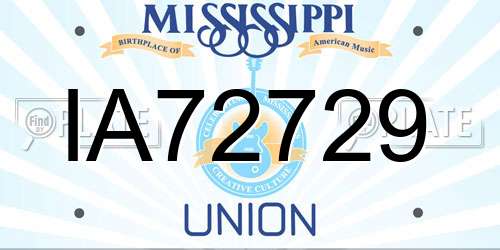 IA72729 Mississippi License Plate