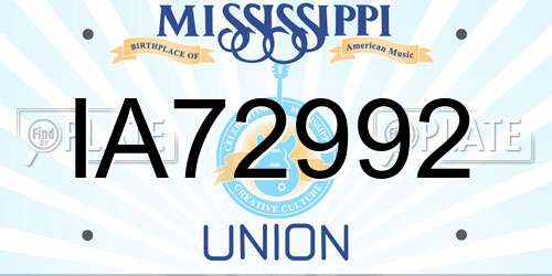 IA72992 Mississippi License Plate