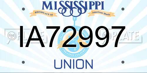 IA72997 Mississippi License Plate